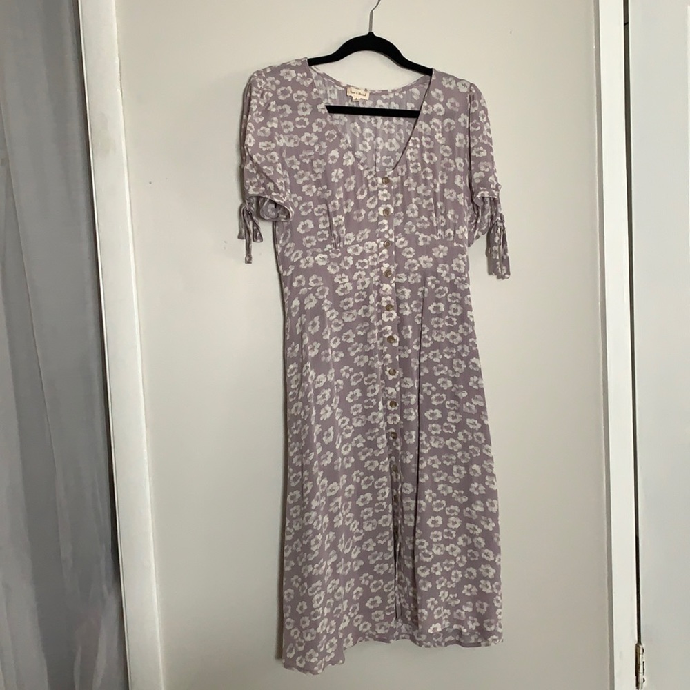 Purple Floral Midi Dress